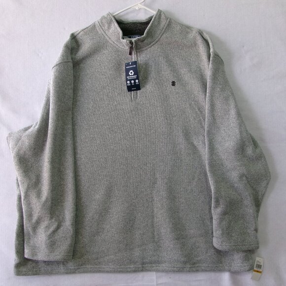 NWT Izod Men's 4XB 1/4 Zip Fleece Sweater‎ Light Grey Heather - Picture 1 of 2
